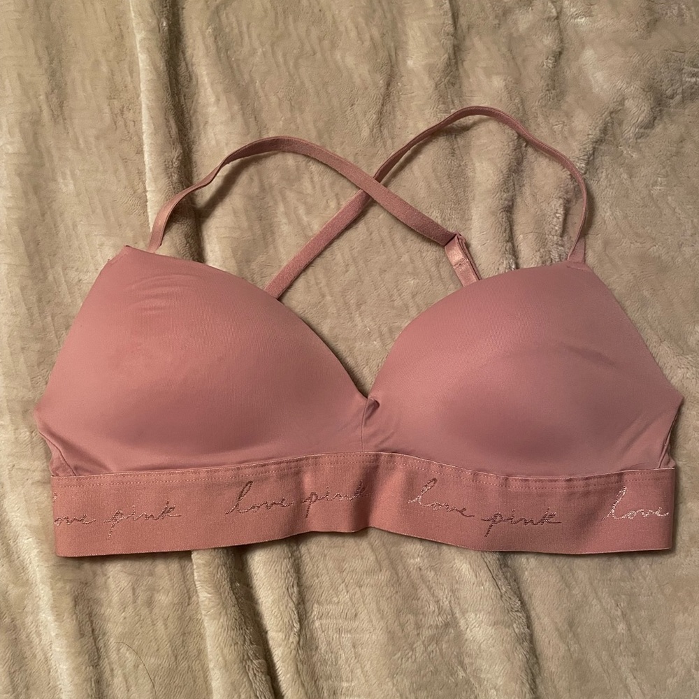 Pink lightly lined wireless bra